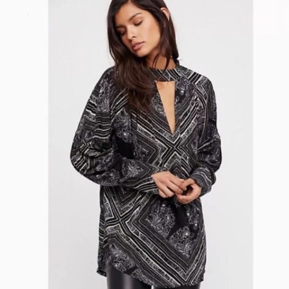 NWT Free People Bohemian Tunic Keyhole Blouse - Picture 2 of 8